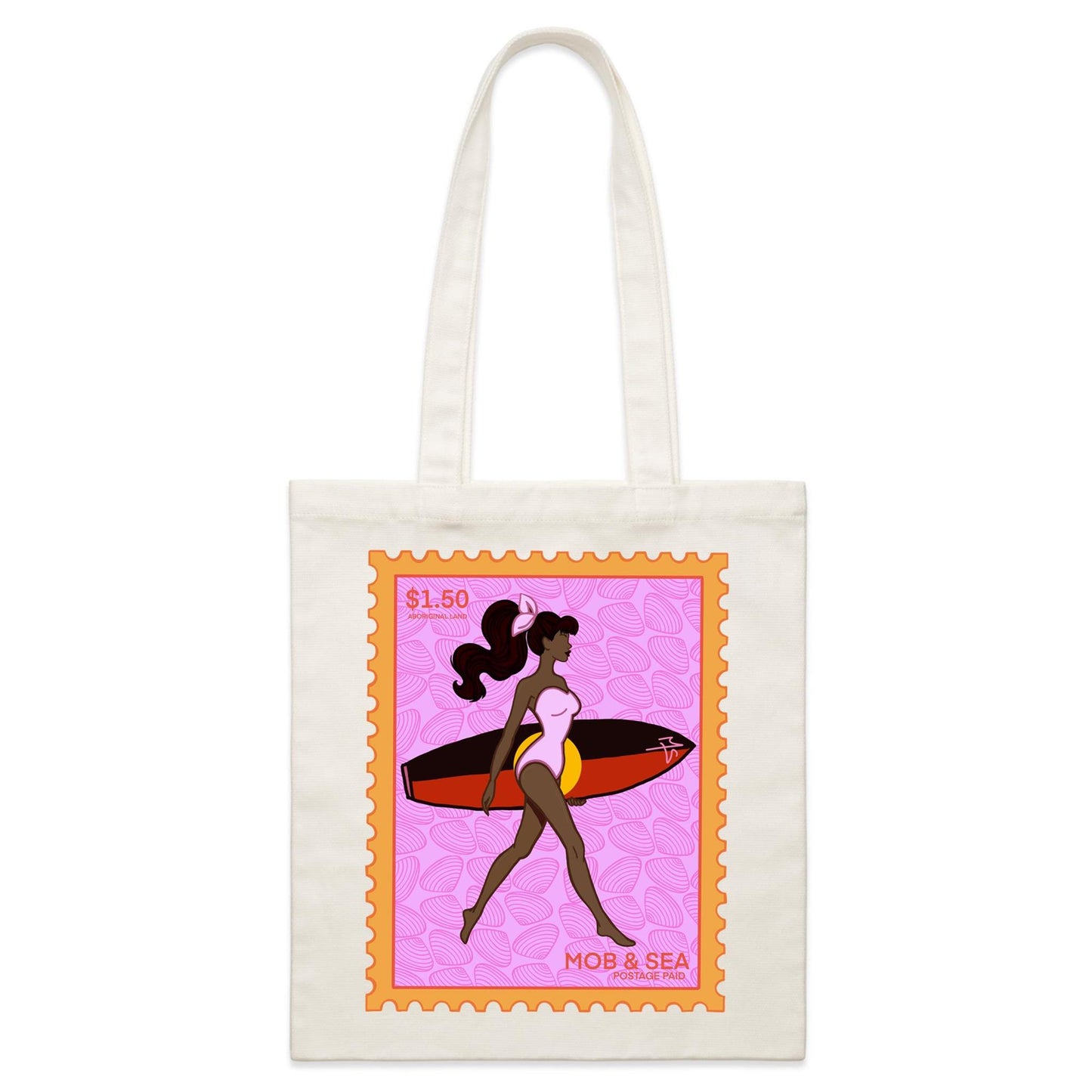 Surfer Sis Stamp- Parcel Canvas Tote Bag